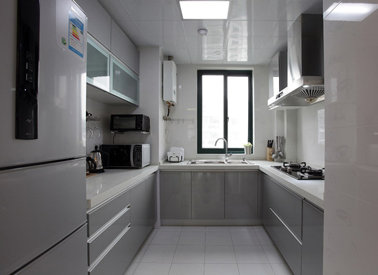 厨房橱柜整体灰色小厨房整体l橱柜图片13