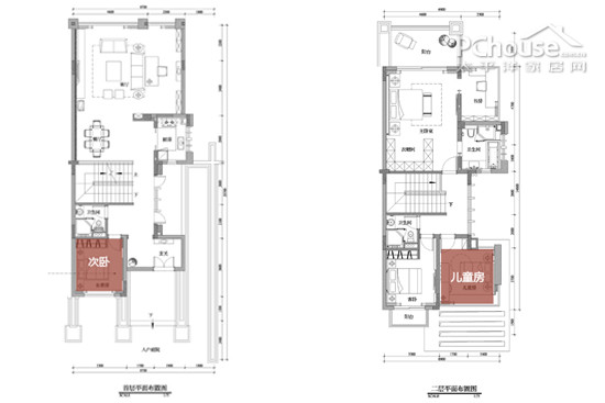 首层（左）及二层（右）平面布局图