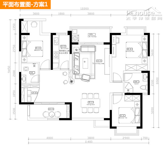 入户吧台变书房90平米多功能小户型