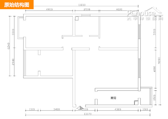 打掉非承重墙 92平米三居室有效扩容