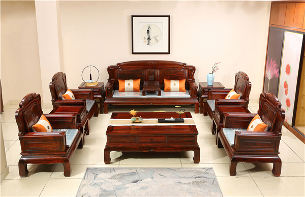 古森紅木精品絨毛黃檀家具——《吉祥如意沙發(fā)》