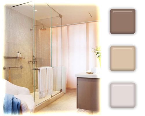 卫浴洁具case2:米灰色 米色 白色搭配点评:米色为主色调的色彩搭配