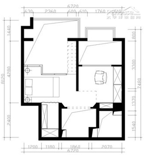 64平loft設計:平面圖_中小戶型太平洋家居網