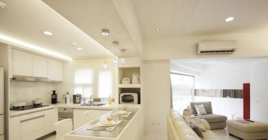 白色情调室内装饰 餐厅与厨房的对话