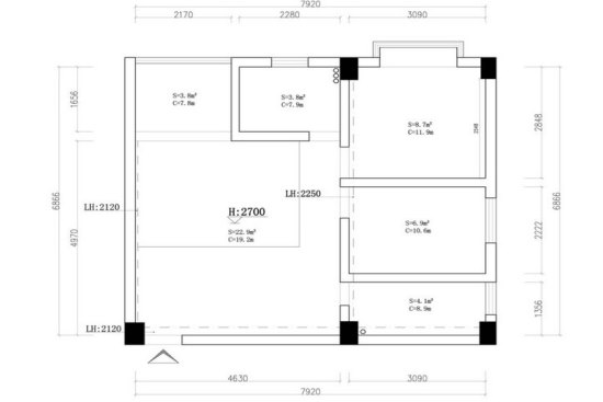 20万65平二居室设计 地中海美式混搭风