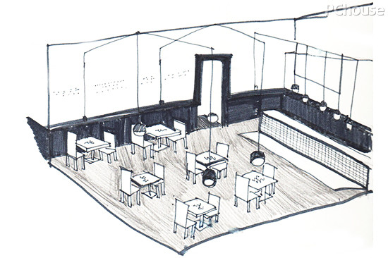 黑与白的超现实Café 一尚门餐厅店面与装置设计